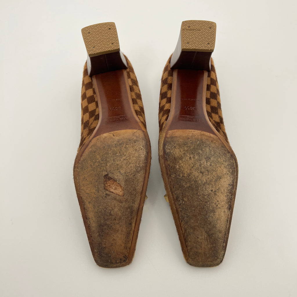 Louis Vuitton | Damier Calf Hair Leather Pumps Gold LV (36.5)
