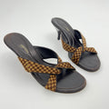 Louis Vuitton | Damier Calf Hair Knot Strap Mid Heel Sandal Mules (36)
