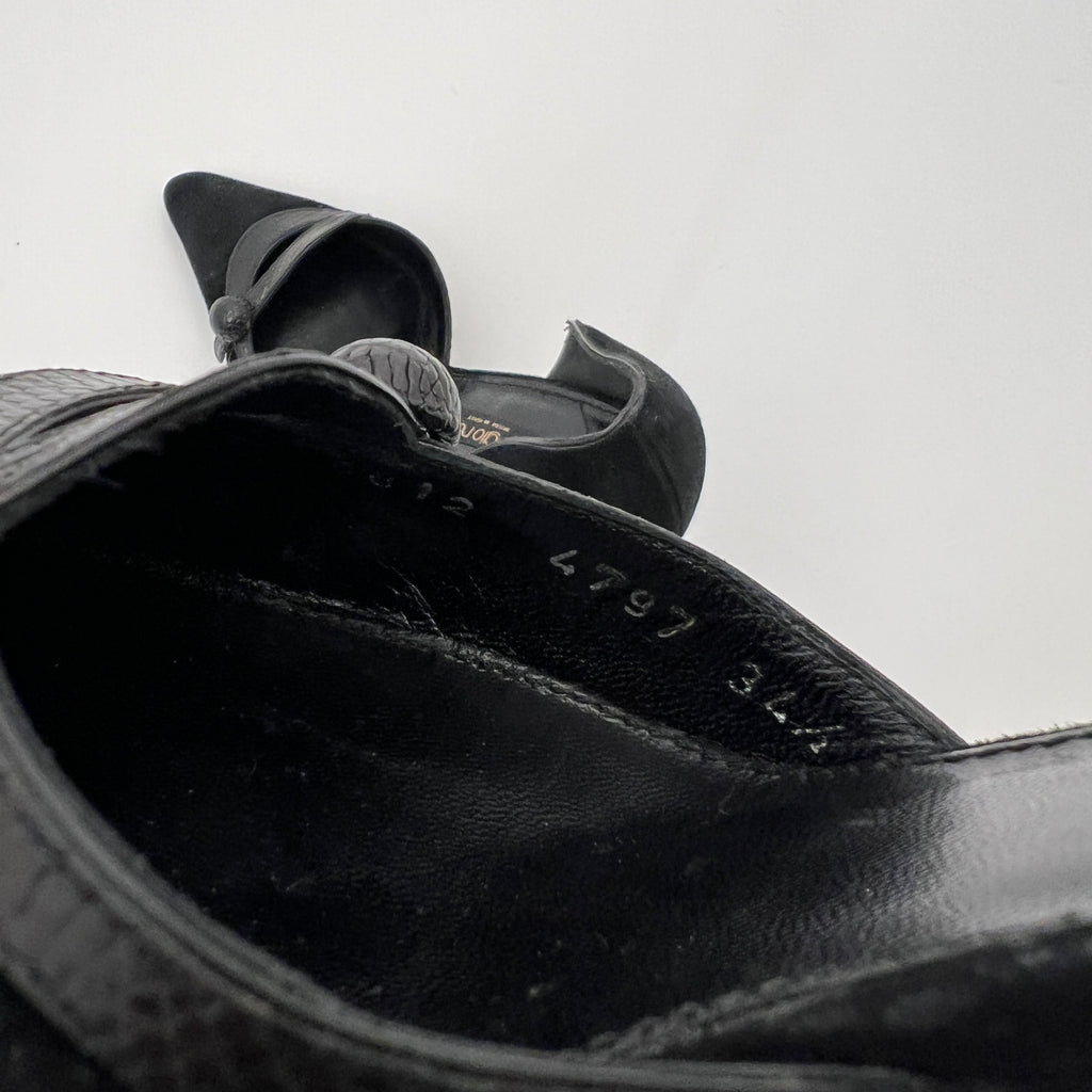 Sergio Rossi | Black Suede Leather Snake Pointed Toe Stiletto D'Orsay  (34.5)
