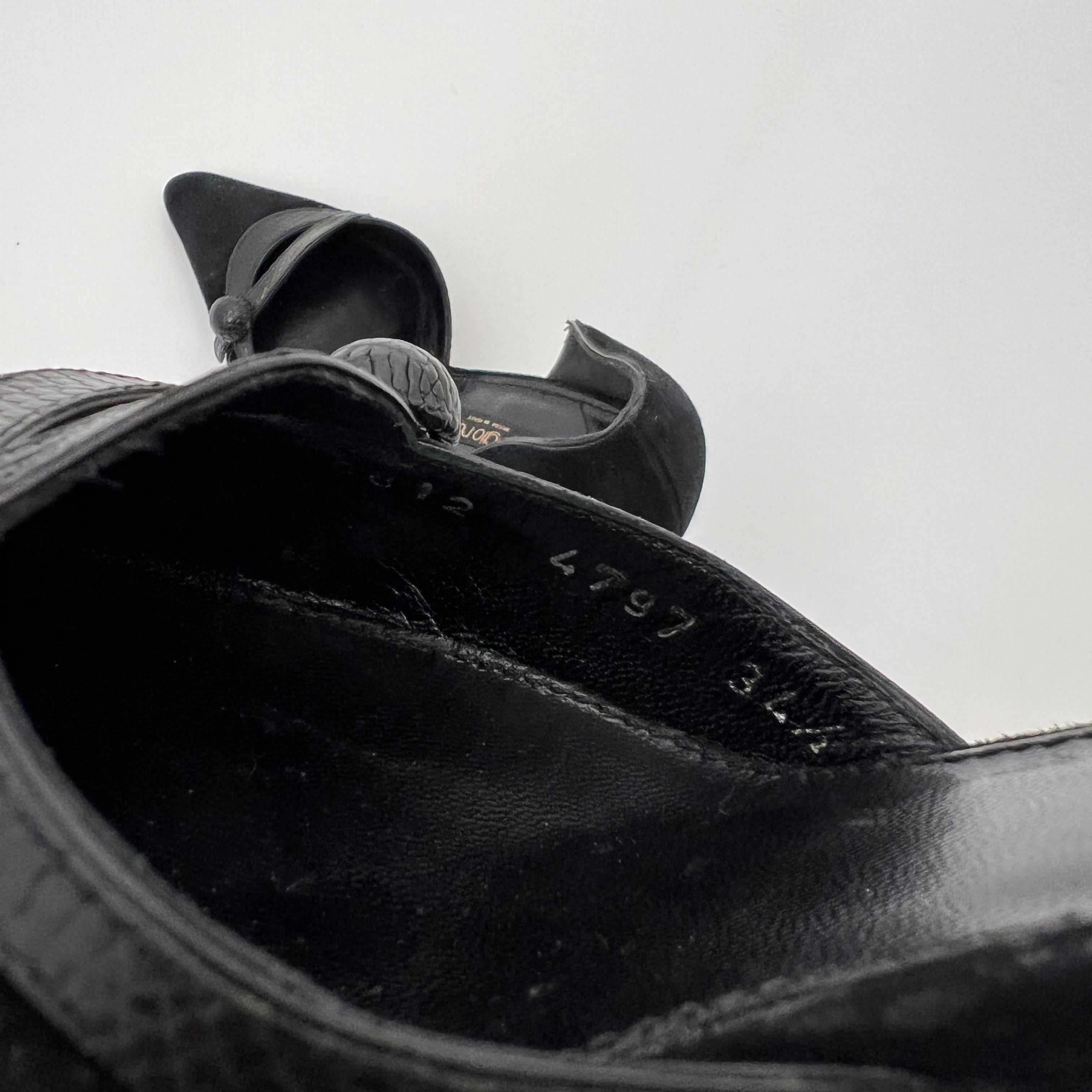 Sergio Rossi | Black Suede Leather Snake Pointed Toe Stiletto D'Orsay  (34.5)