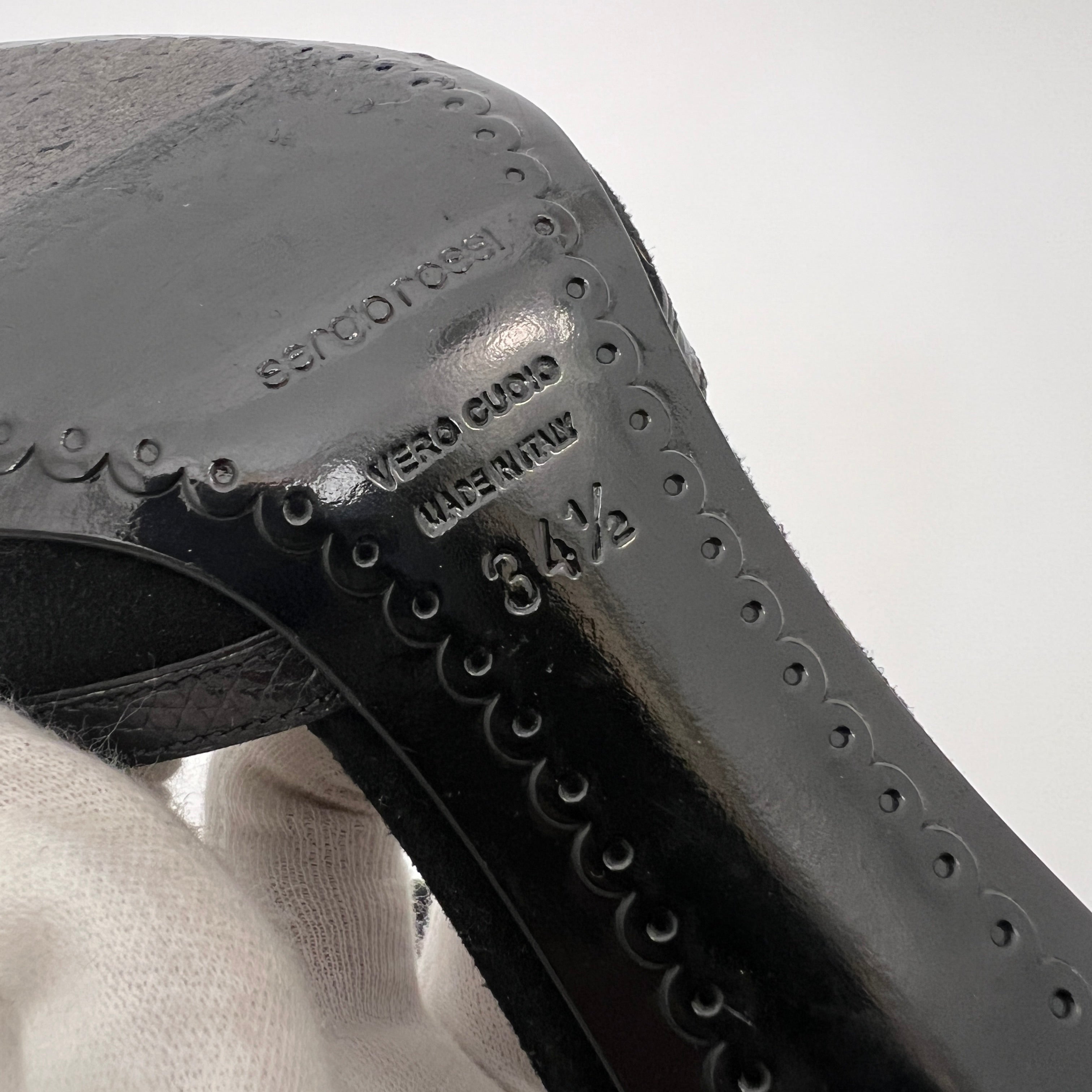 Sergio Rossi | Black Suede Leather Snake Pointed Toe Stiletto D'Orsay  (34.5)