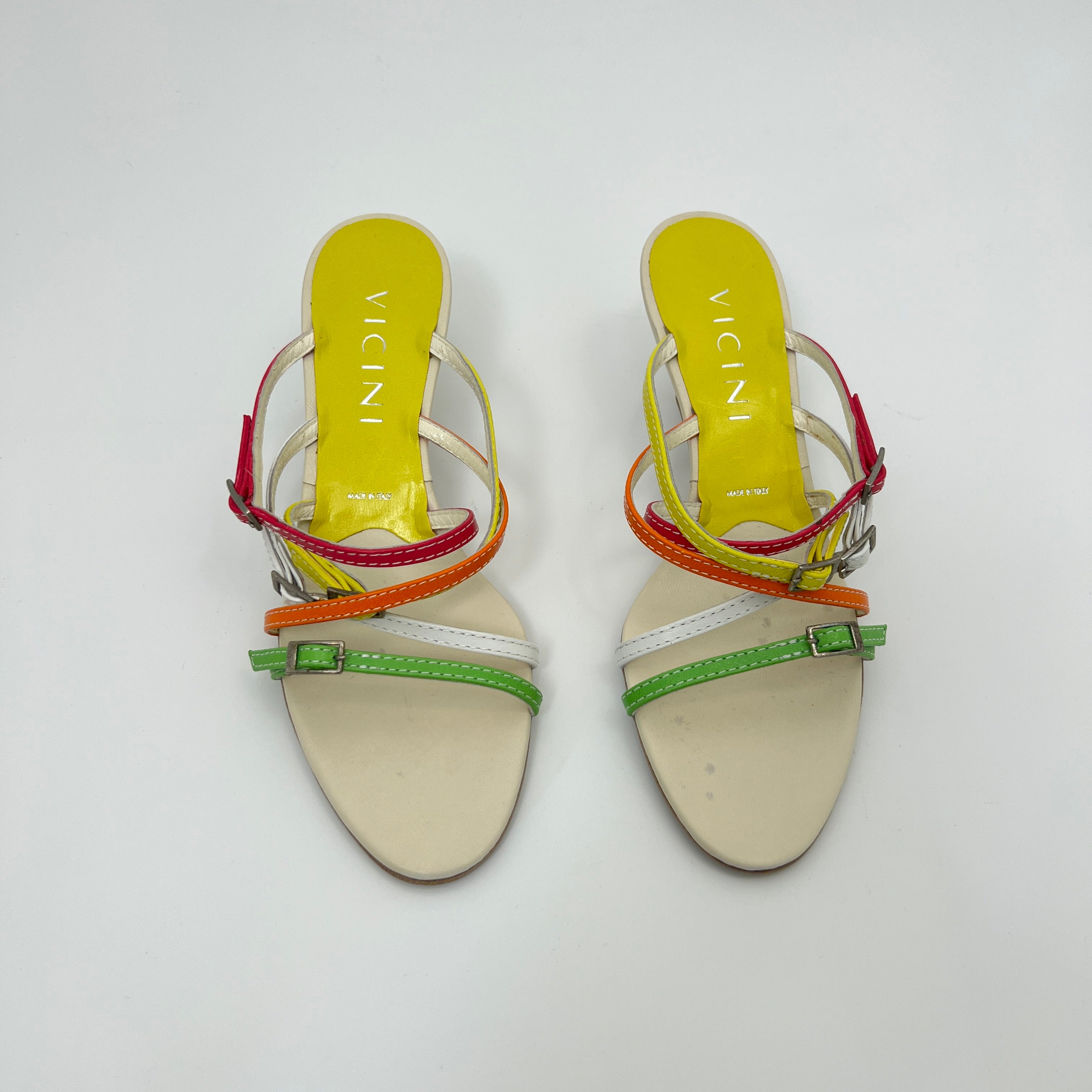 Giuseppe Zanotti Vicini | Colourful Leather Strappy  Buckle Sandal Mules (35.5)