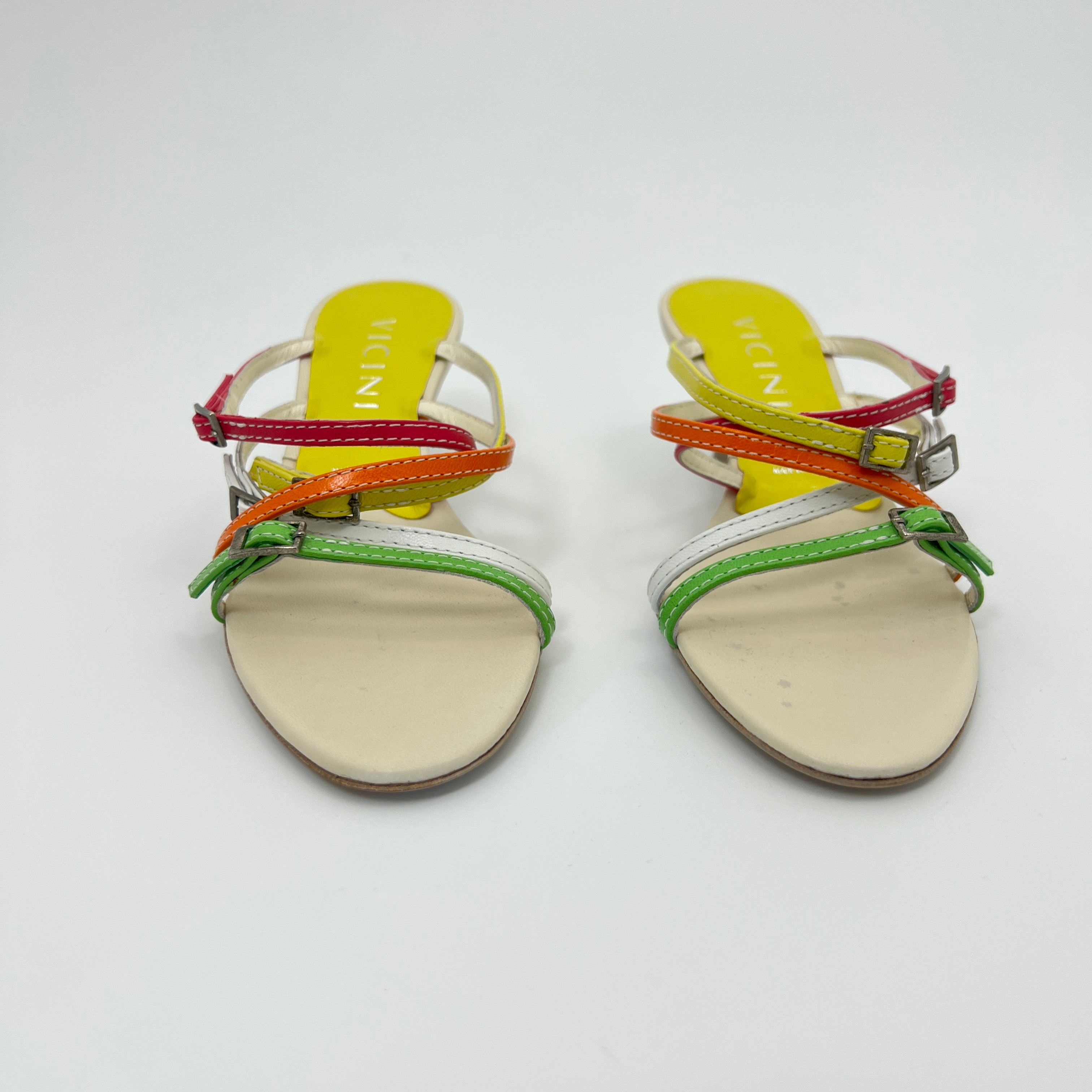 Giuseppe Zanotti Vicini | Colourful Leather Strappy  Buckle Sandal Mules (35.5)