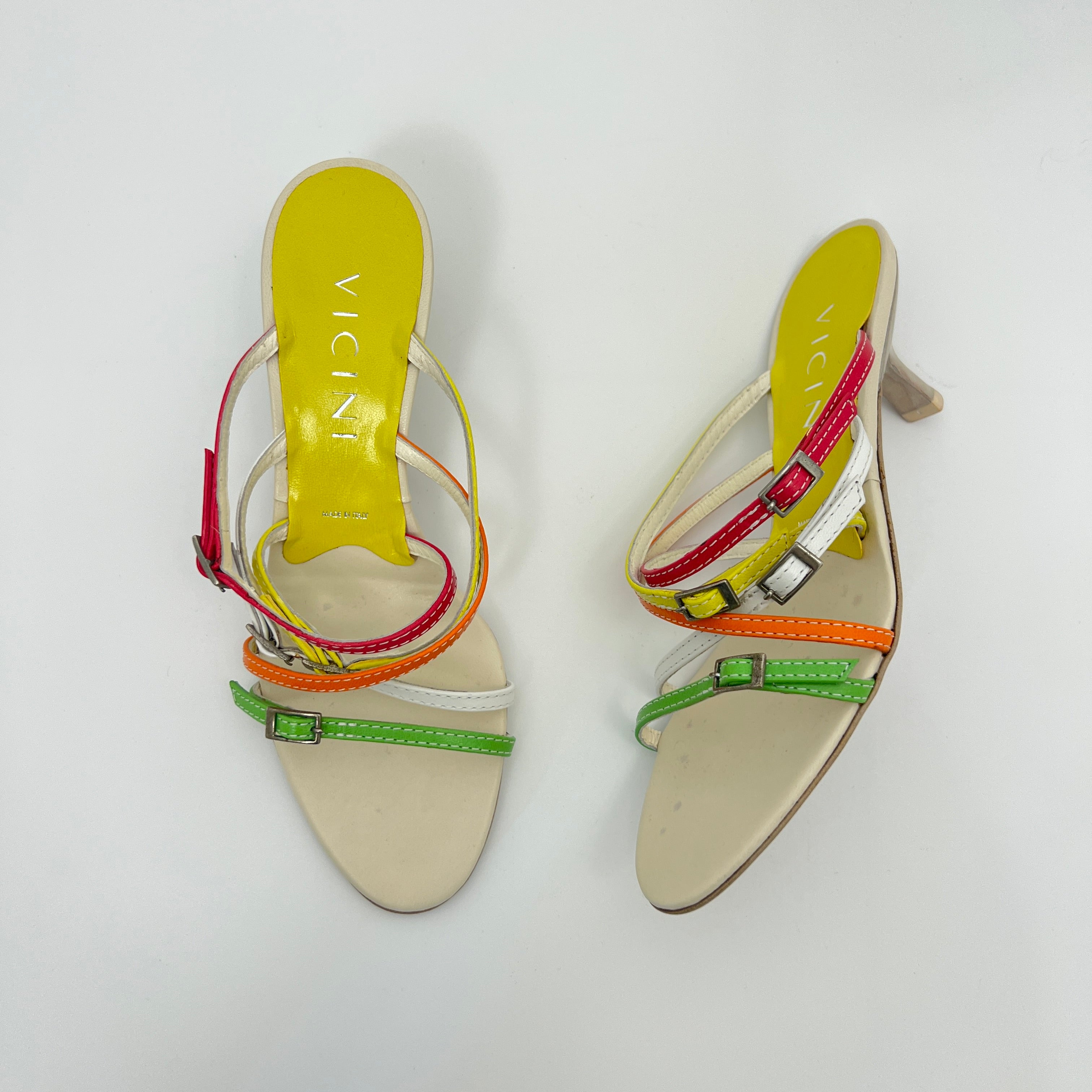 Giuseppe Zanotti Vicini | Colourful Leather Strappy  Buckle Sandal Mules (35.5)