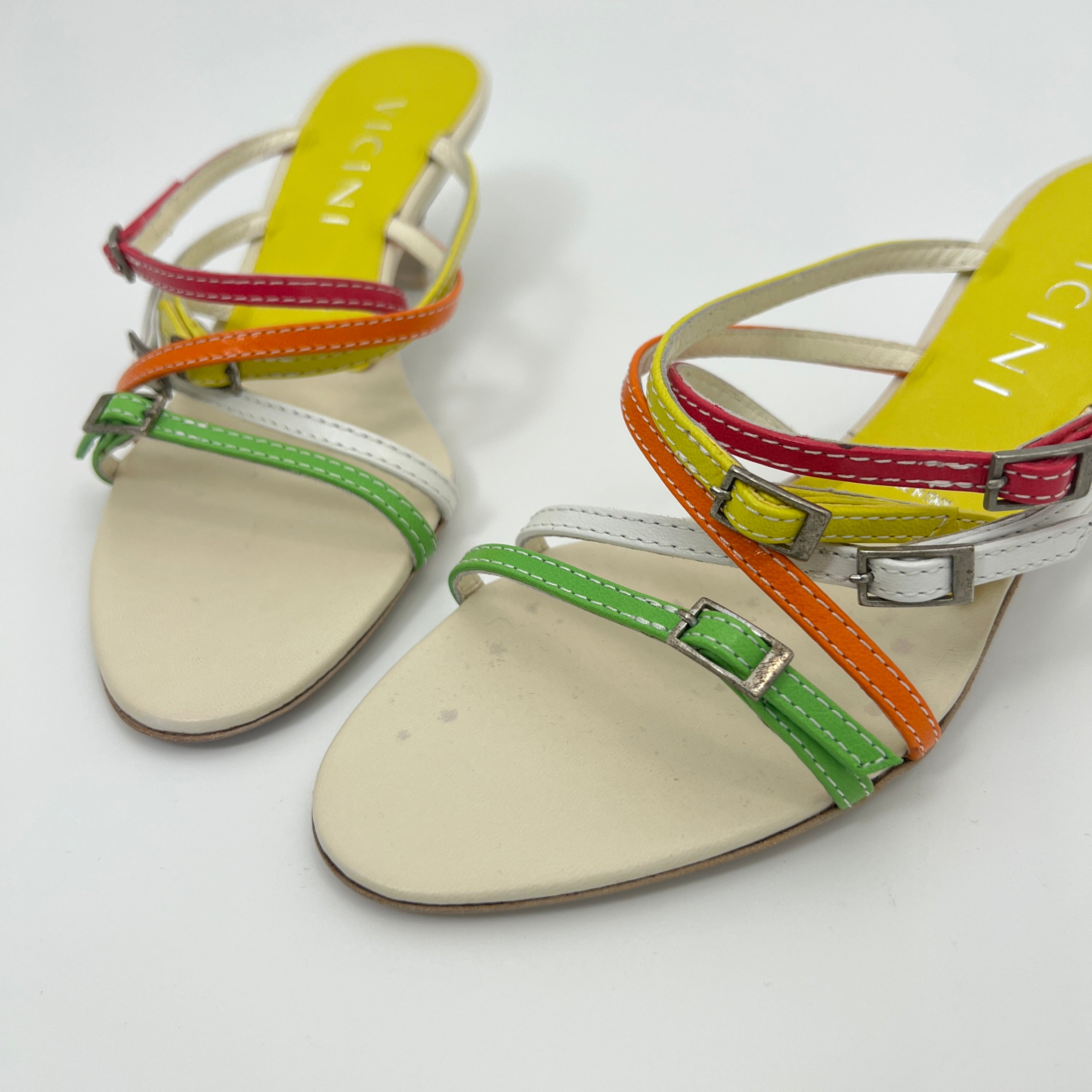 Giuseppe Zanotti Vicini | Colourful Leather Strappy  Buckle Sandal Mules (35.5)