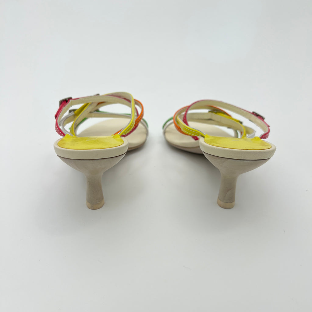 Giuseppe Zanotti Vicini | Colourful Leather Strappy  Buckle Sandal Mules (35.5)
