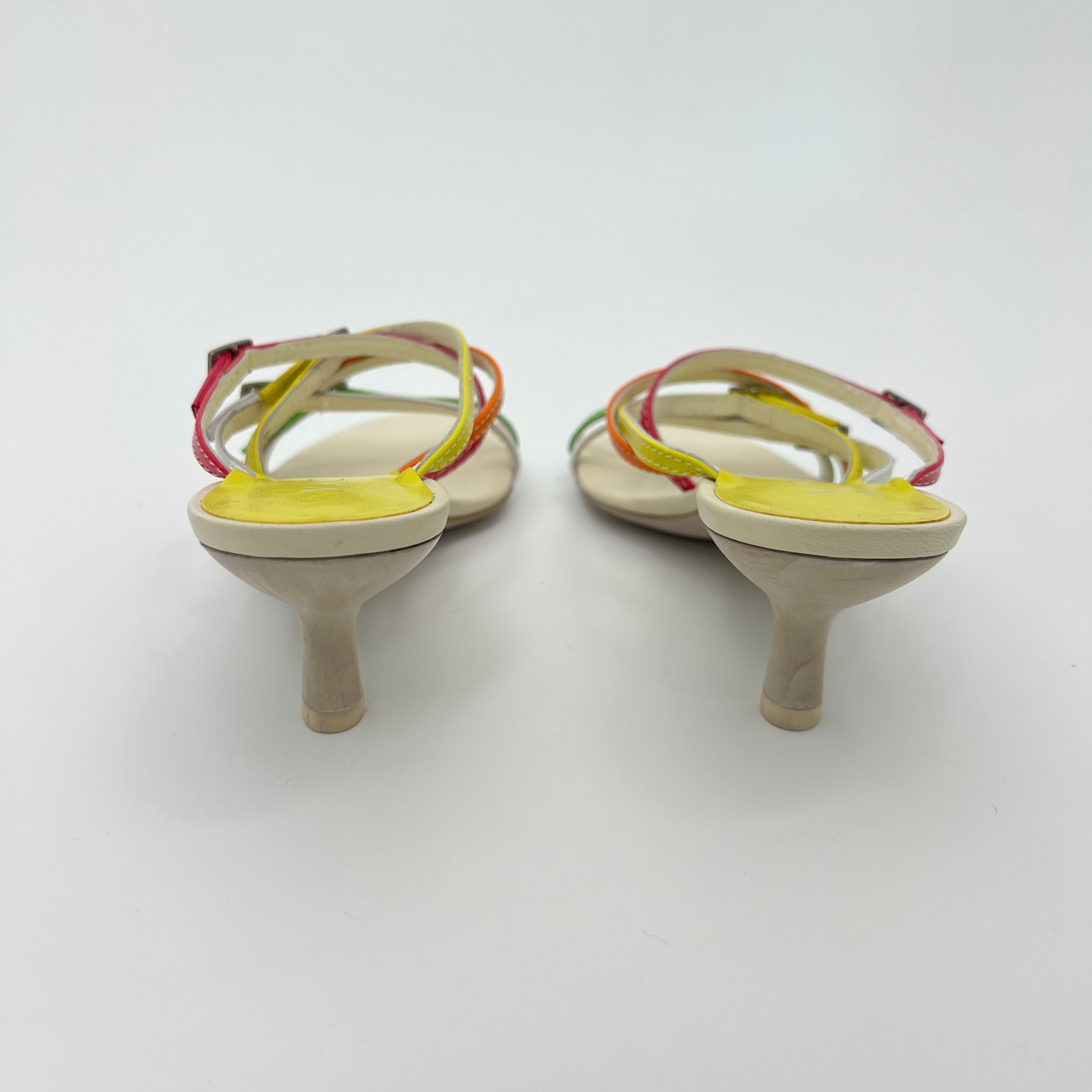 Giuseppe Zanotti Vicini | Colourful Leather Strappy  Buckle Sandal Mules (35.5)