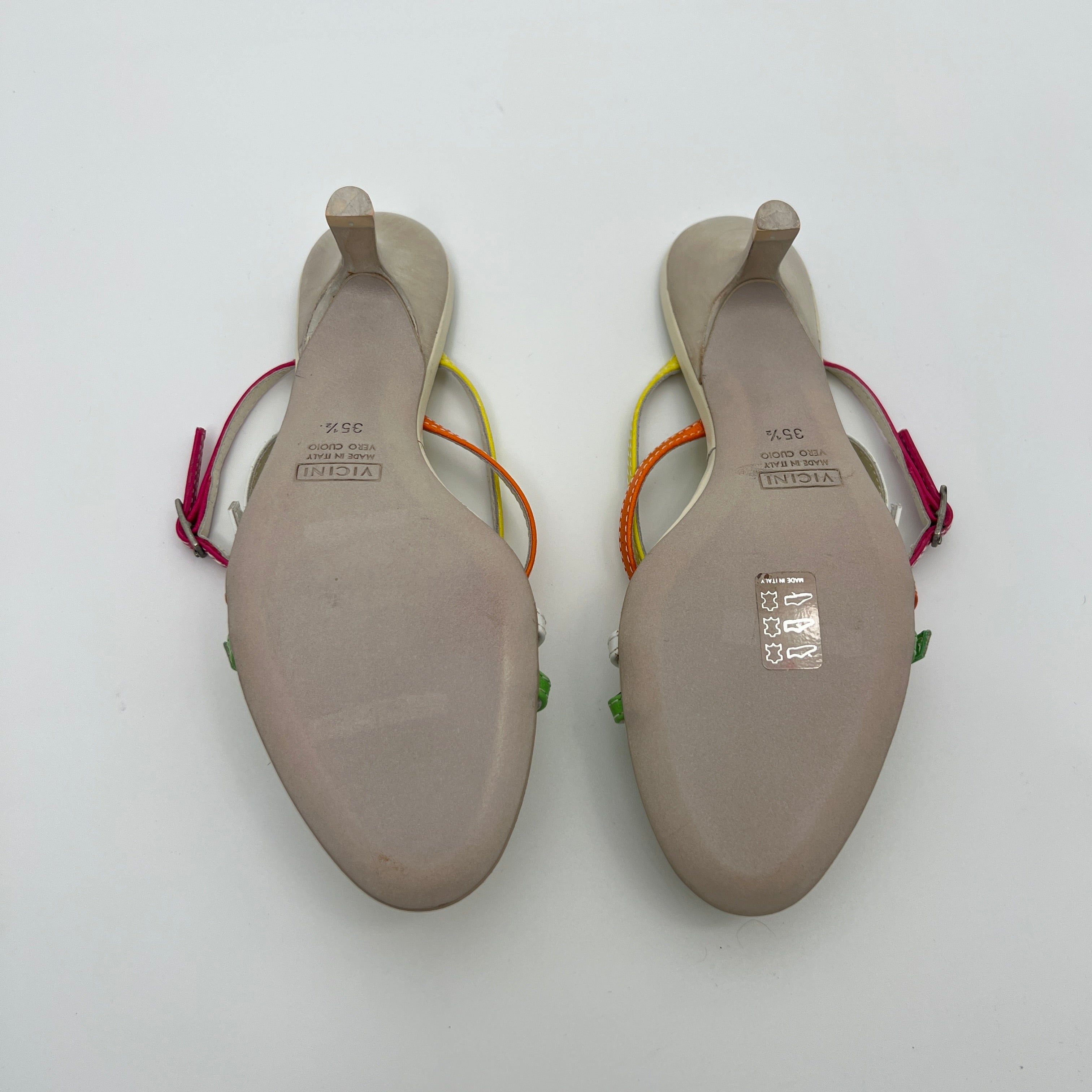 Giuseppe Zanotti Vicini | Colourful Leather Strappy  Buckle Sandal Mules (35.5)