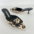 Manolo Blahnik | Maysale Leopard Print Calf Hair Kitten Heel Mules (34.5)