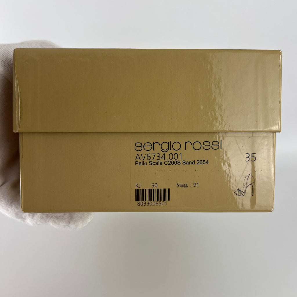 Sergio Rossi | Beige Tan Suede White Leather Knotted Strap D'Orsay Pumps (35)