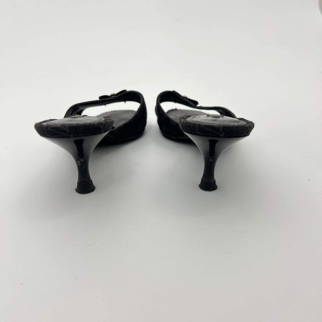 Louis Vuitton | Vintage Monogram Black Denim Bow Leather Mules (34)