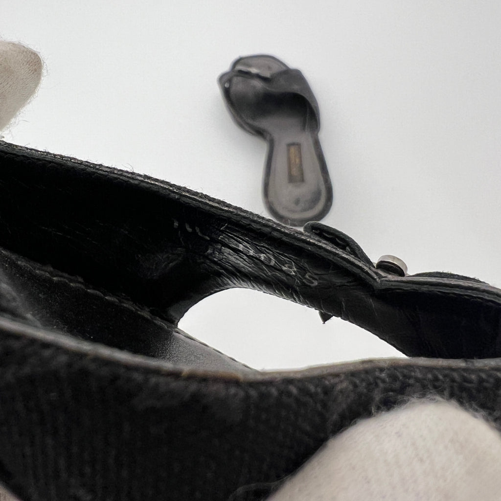 Louis Vuitton | Vintage Monogram Black Denim Bow Leather Mules (34)