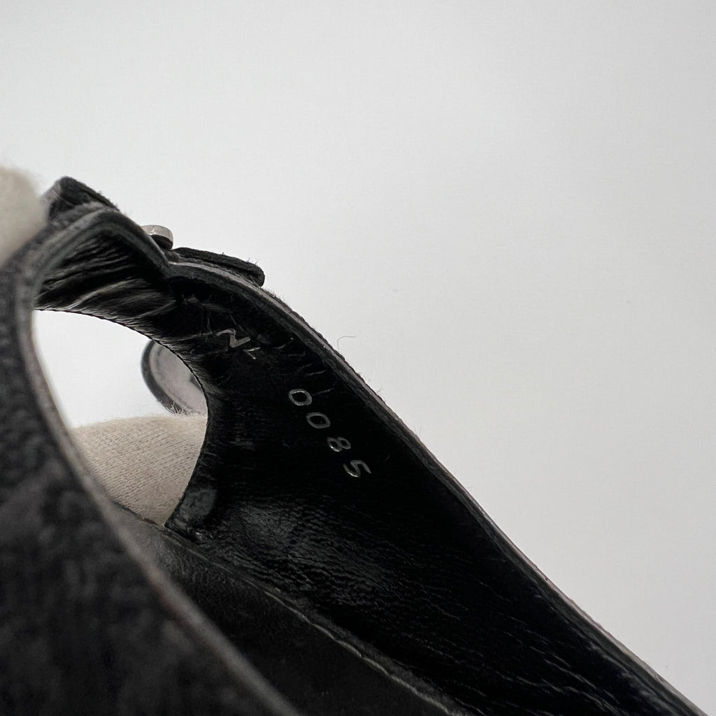 Louis Vuitton | Vintage Monogram Black Denim Bow Leather Mules (34)
