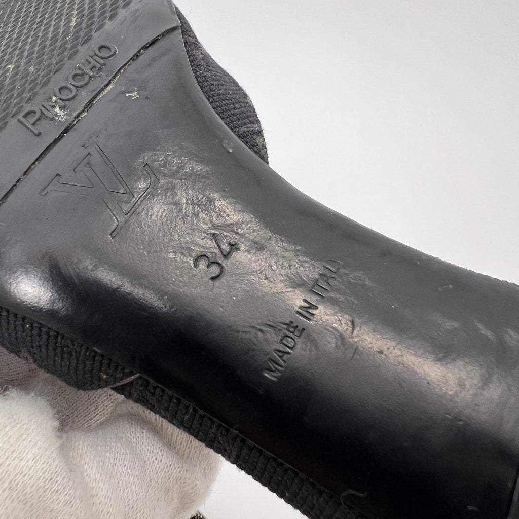 Louis Vuitton | Vintage Monogram Black Denim Bow Leather Mules (34)