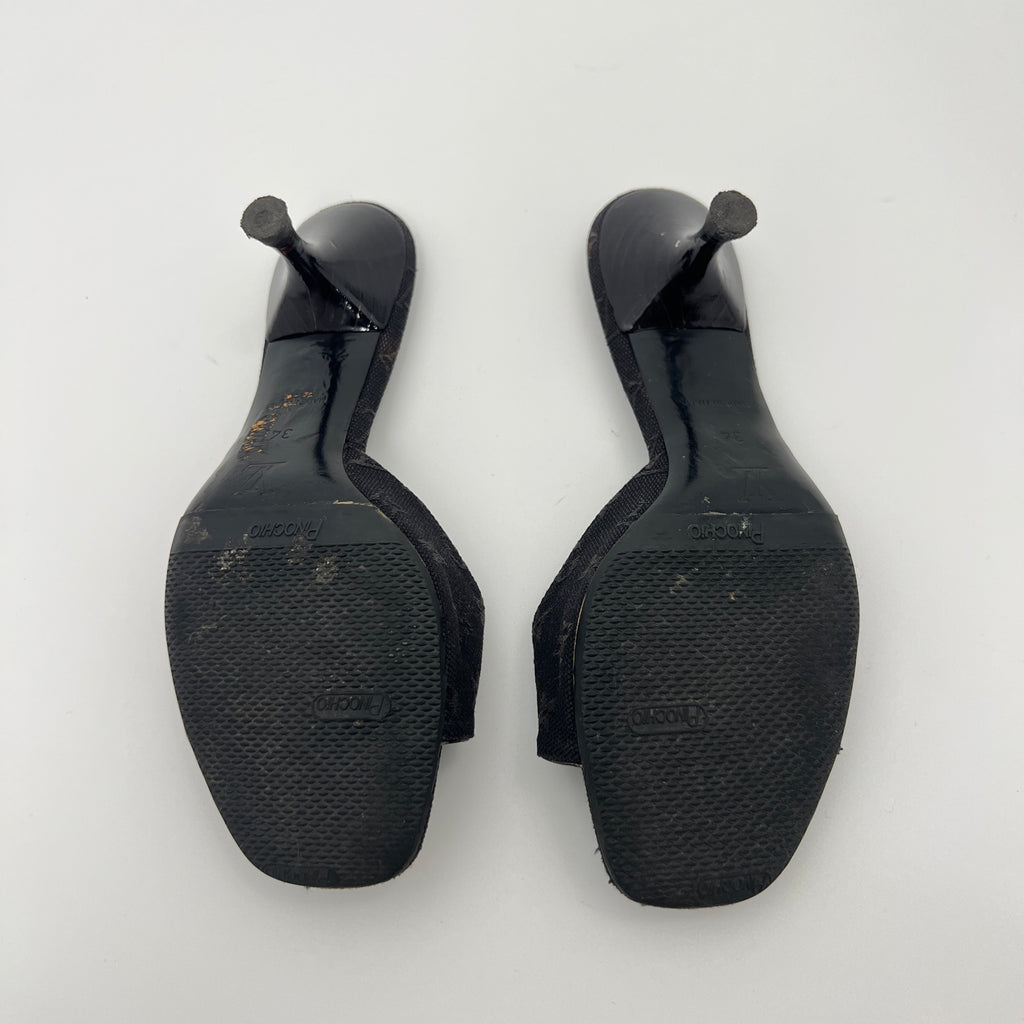 Louis Vuitton | Vintage Monogram Black Denim Bow Leather Mules (34)