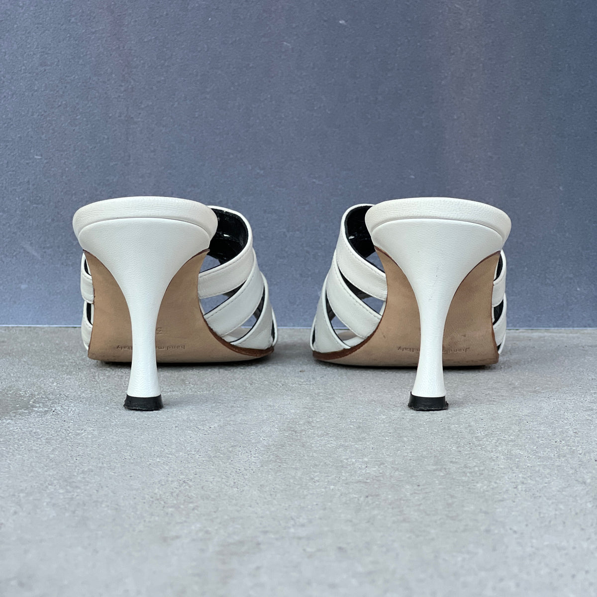 Manolo Blahnik | White Leather Cage Slide Mules (35.5)