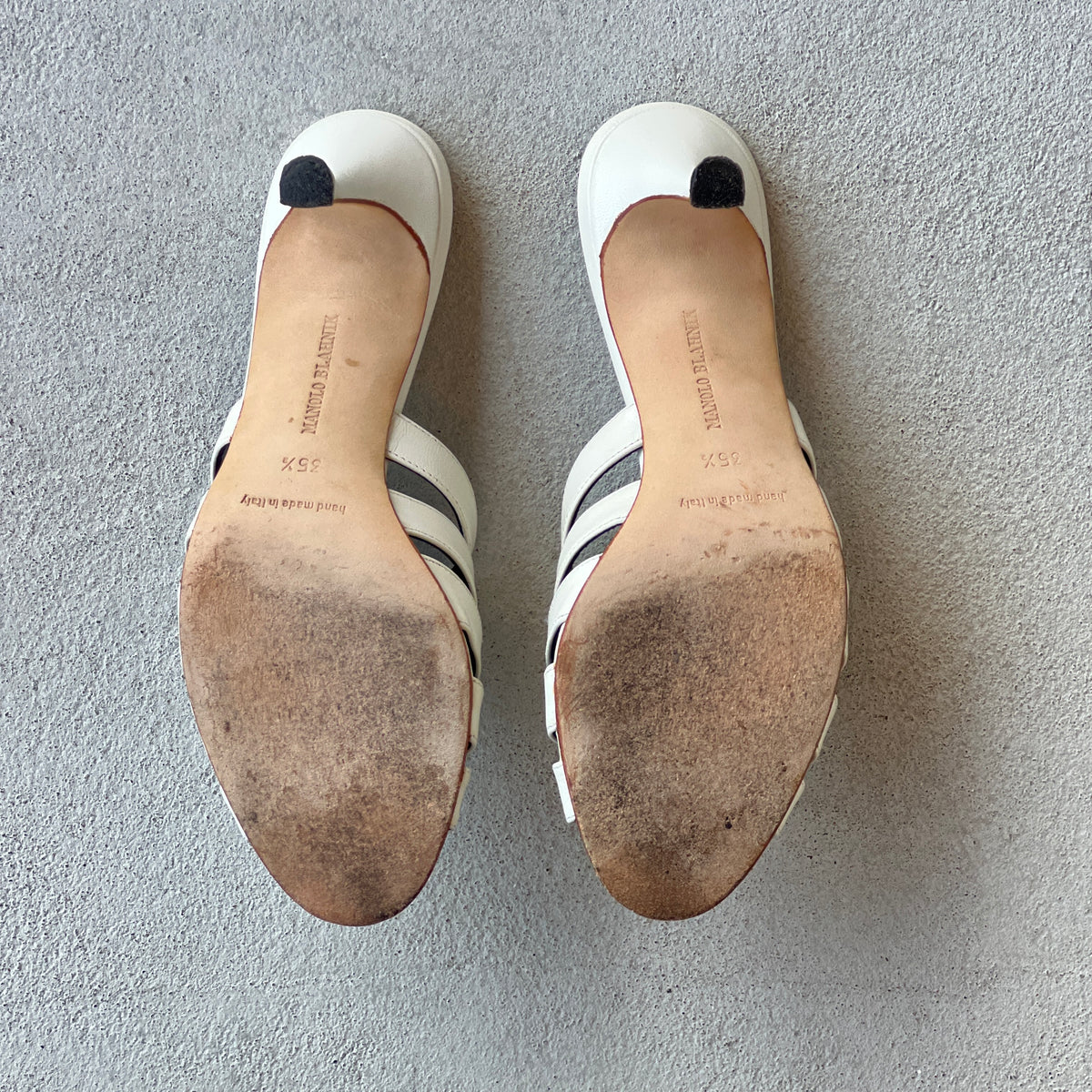Manolo Blahnik | White Leather Cage Slide Mules (35.5)