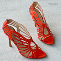 Jimmy Choo | Samoa Coral Orange Strappy Cage Stiletto Heels (40)