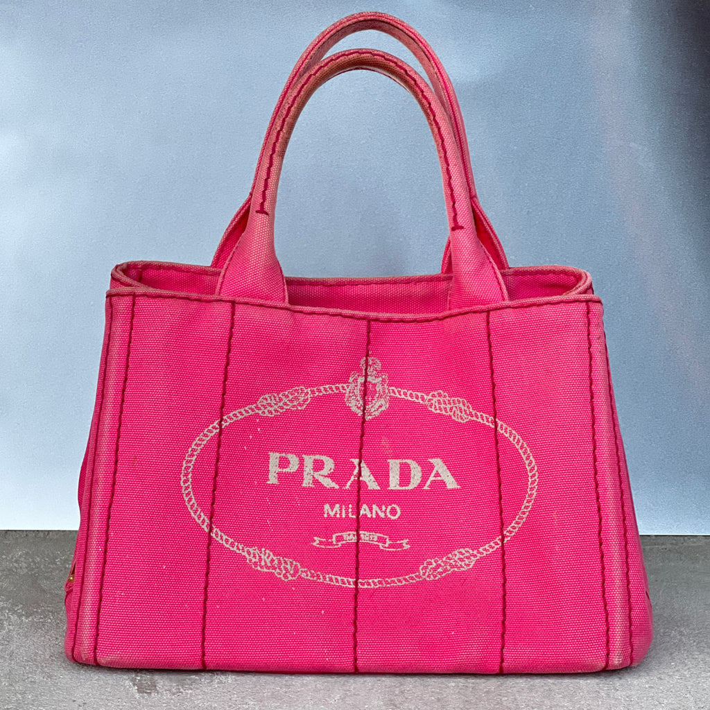 Prada | Canapa PM Pink Fuchsia Logo Cross Body Strap Canvas Bag
