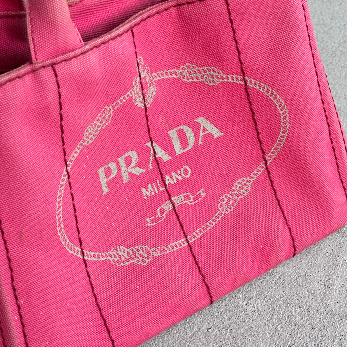 Prada | Canapa PM Pink Fuchsia Logo Cross Body Strap Canvas Bag