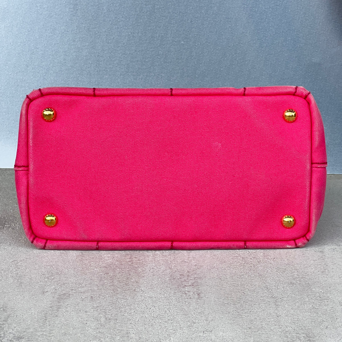 Prada | Canapa PM Pink Fuchsia Logo Cross Body Strap Canvas Bag