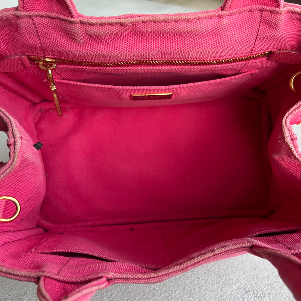 Prada | Canapa PM Pink Fuchsia Logo Cross Body Strap Canvas Bag