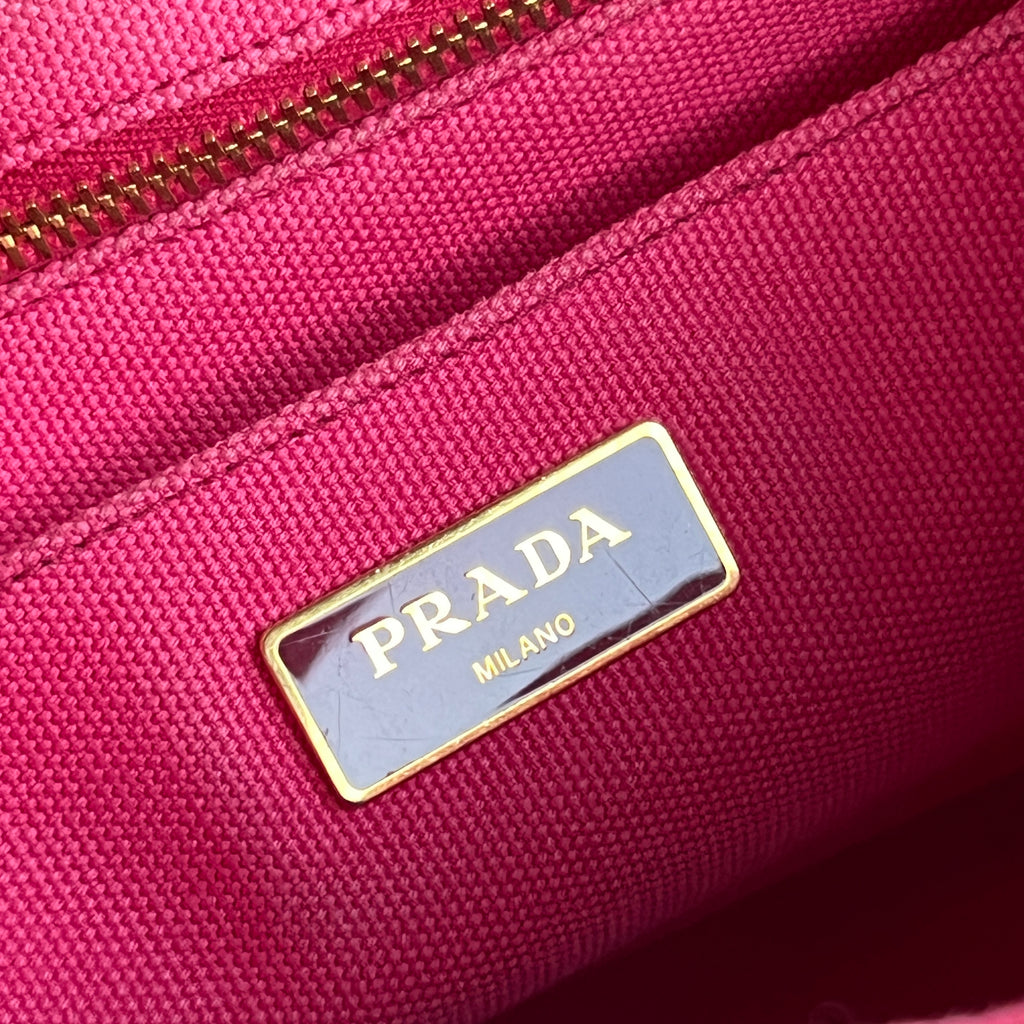 Prada | Canapa PM Pink Fuchsia Logo Cross Body Strap Canvas Bag