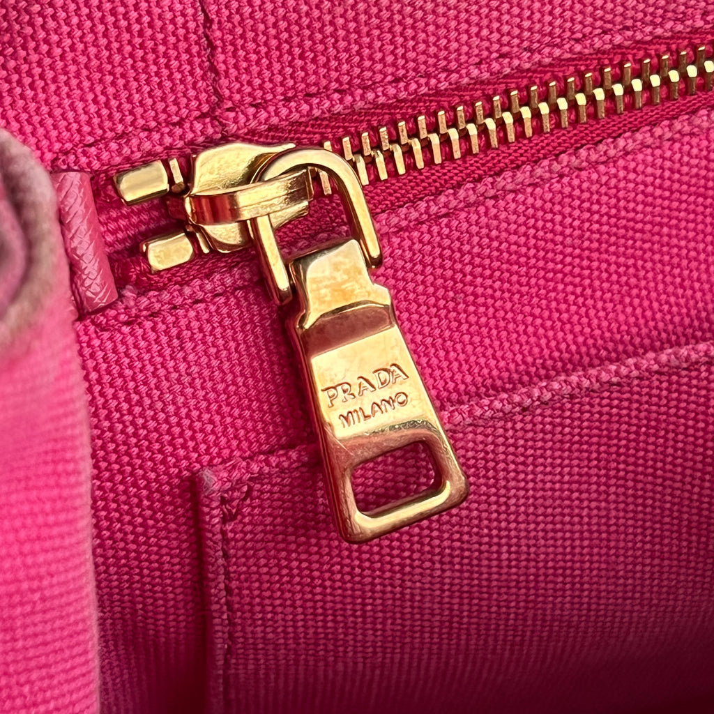 Prada | Canapa PM Pink Fuchsia Logo Cross Body Strap Canvas Bag