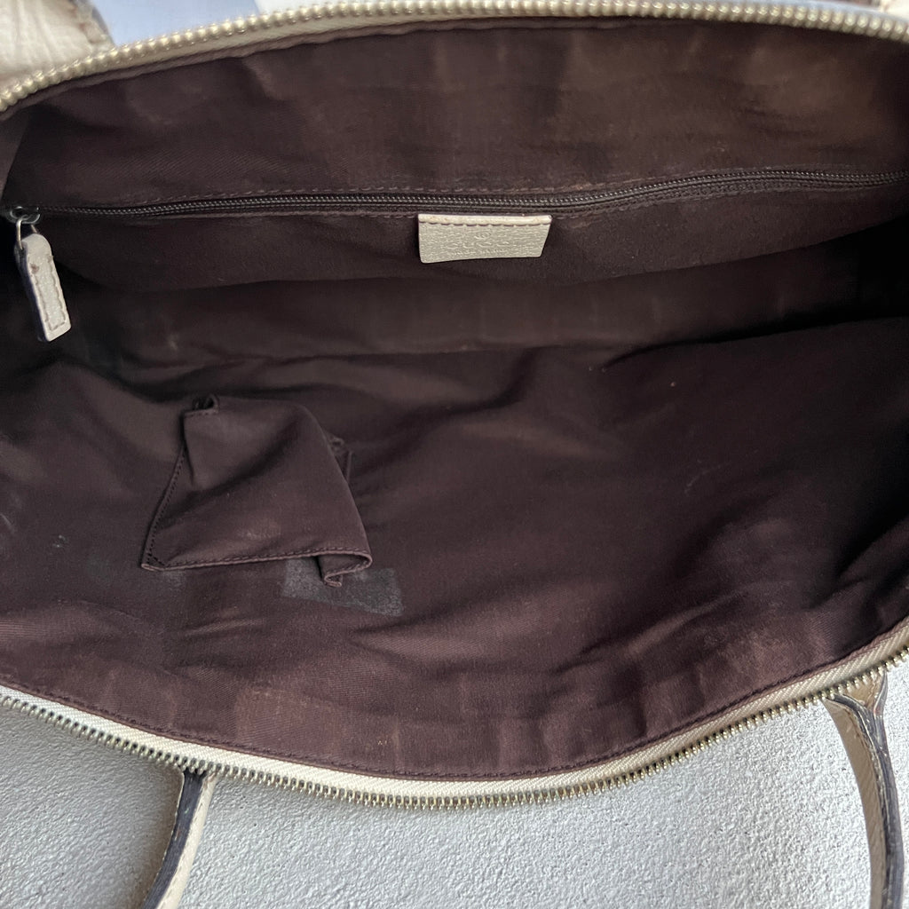 Gucci | Rare Vintage GG Monogram Web Stripe Canvas Leather Shoulder Bag Medium
