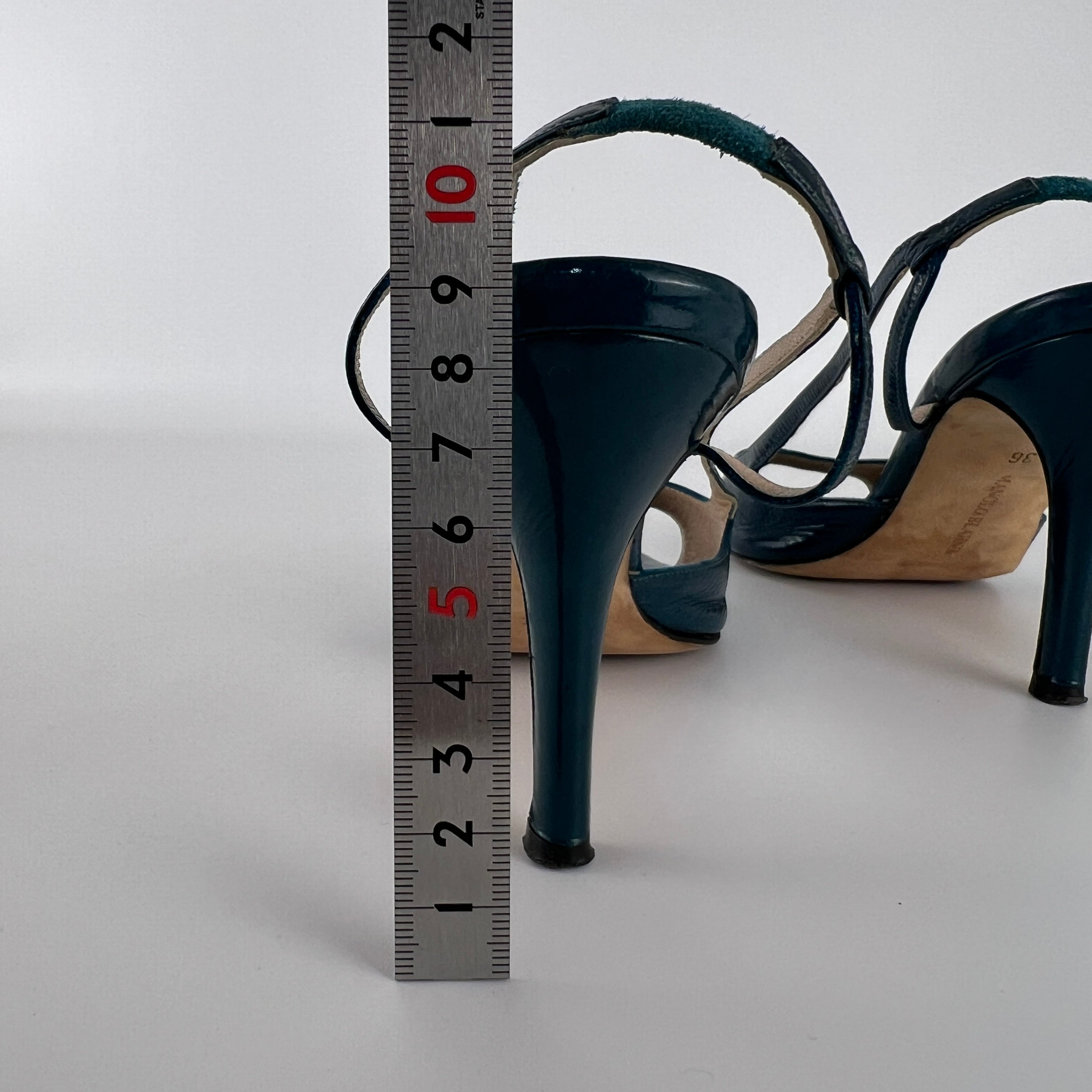 Manolo Blahnik | Blue Patent Leather Strappy Slingback Heels (36)