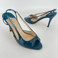Manolo Blahnik | Blue Patent Leather Strappy Slingback Heels (36)