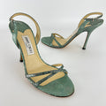 Jimmy Choo | Vintage Metallic Green Snake Leather Sandal Slingback (39.5)