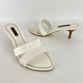 Louis Vuitton | White Patent Leather Logo Slide Sandal Mules (36)