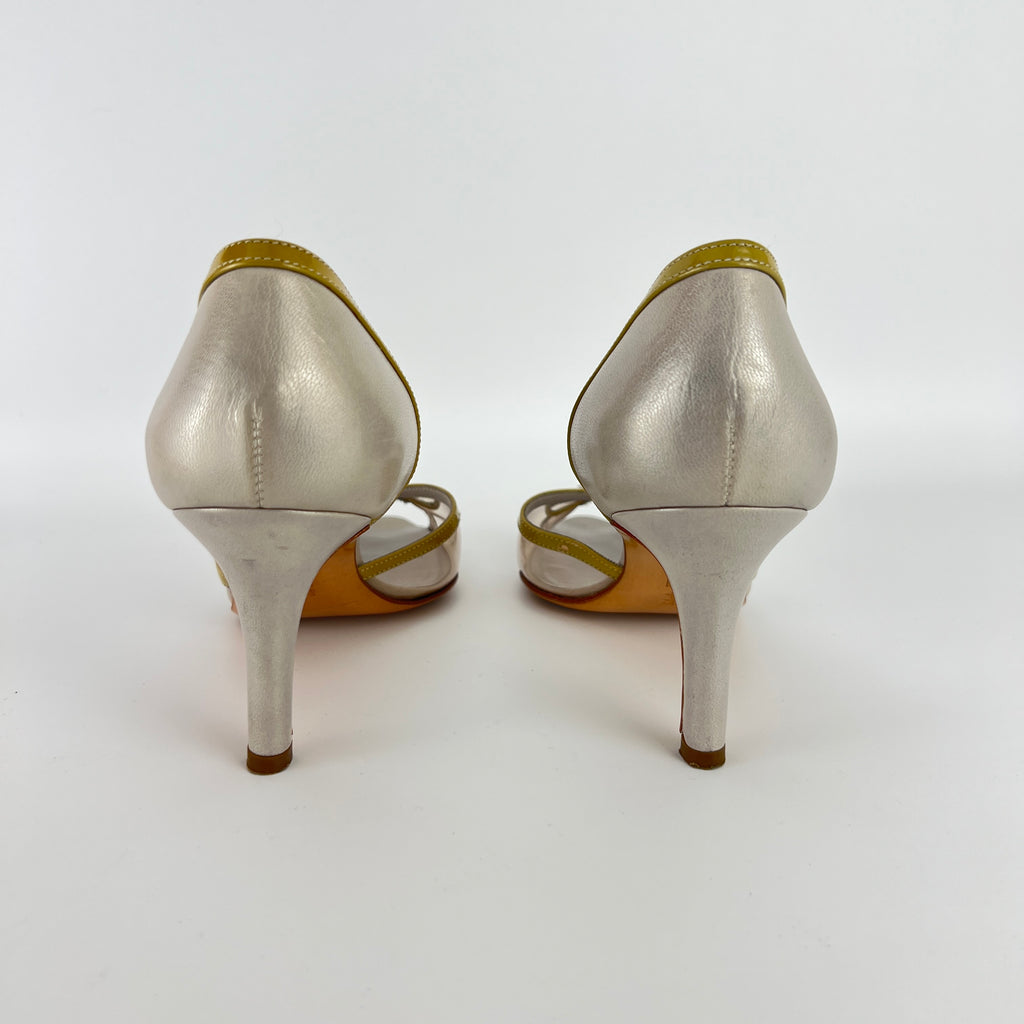 Ferragamo | PVC See-Through Beige Pearl Leather D'Orsay Pumps (6 , 36)