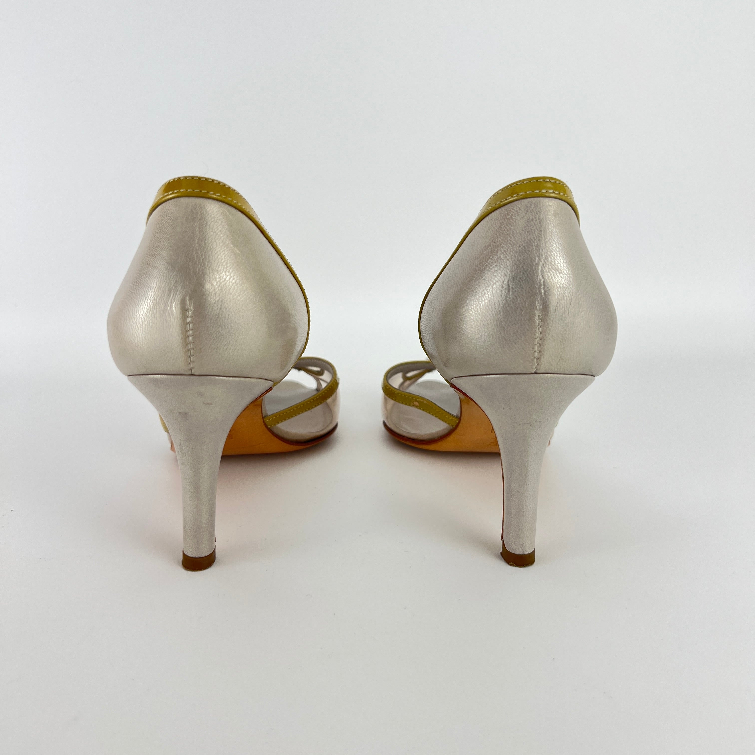 Ferragamo | PVC See-Through Beige Pearl Leather D'Orsay Pumps (6 , 36)