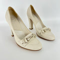 Dior | Vintage Galliano Era White Cream Leather Logo Horse Bit Pumps (35.5)
