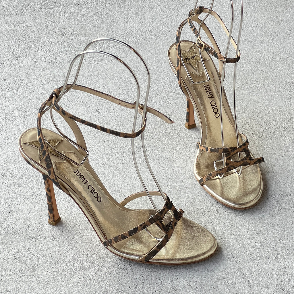 Jimmy Choo | 1998 "The Leo" Archive Capsule Collection Vintage Leopard Sandal Heels (37.5)