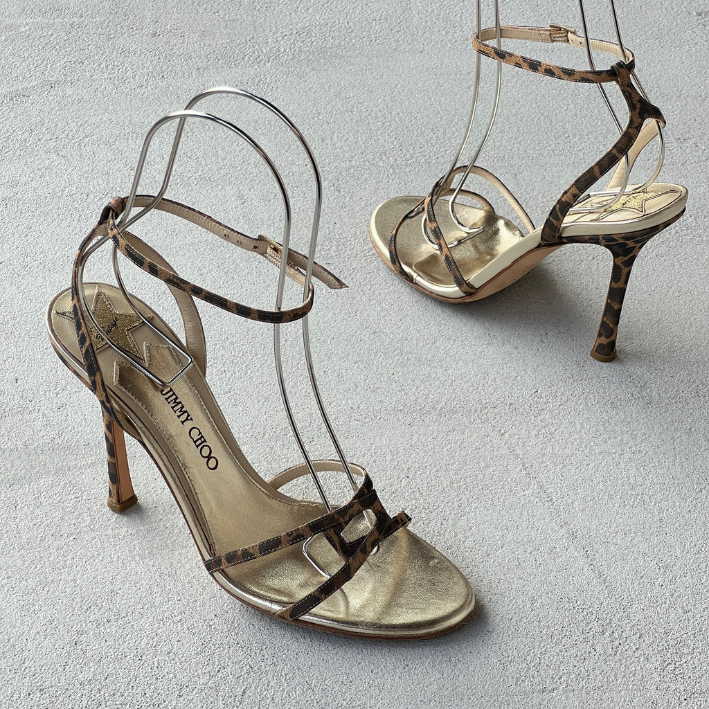 Jimmy Choo | 1998 "The Leo" Archive Capsule Collection Vintage Leopard Sandal Heels (37.5)