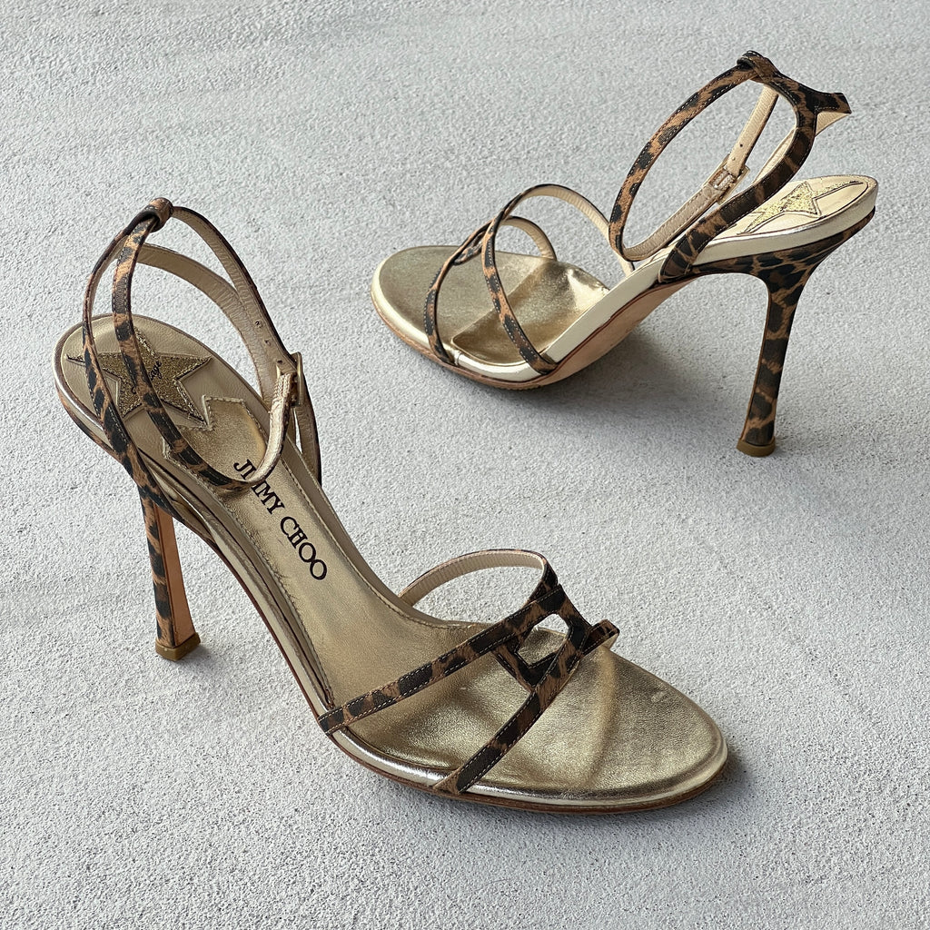 Jimmy Choo | 1998 "The Leo" Archive Capsule Collection Vintage Leopard Sandal Heels (37.5)