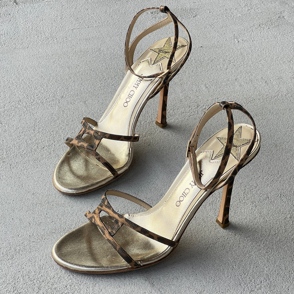 Jimmy Choo | 1998 "The Leo" Archive Capsule Collection Vintage Leopard Sandal Heels (37.5)