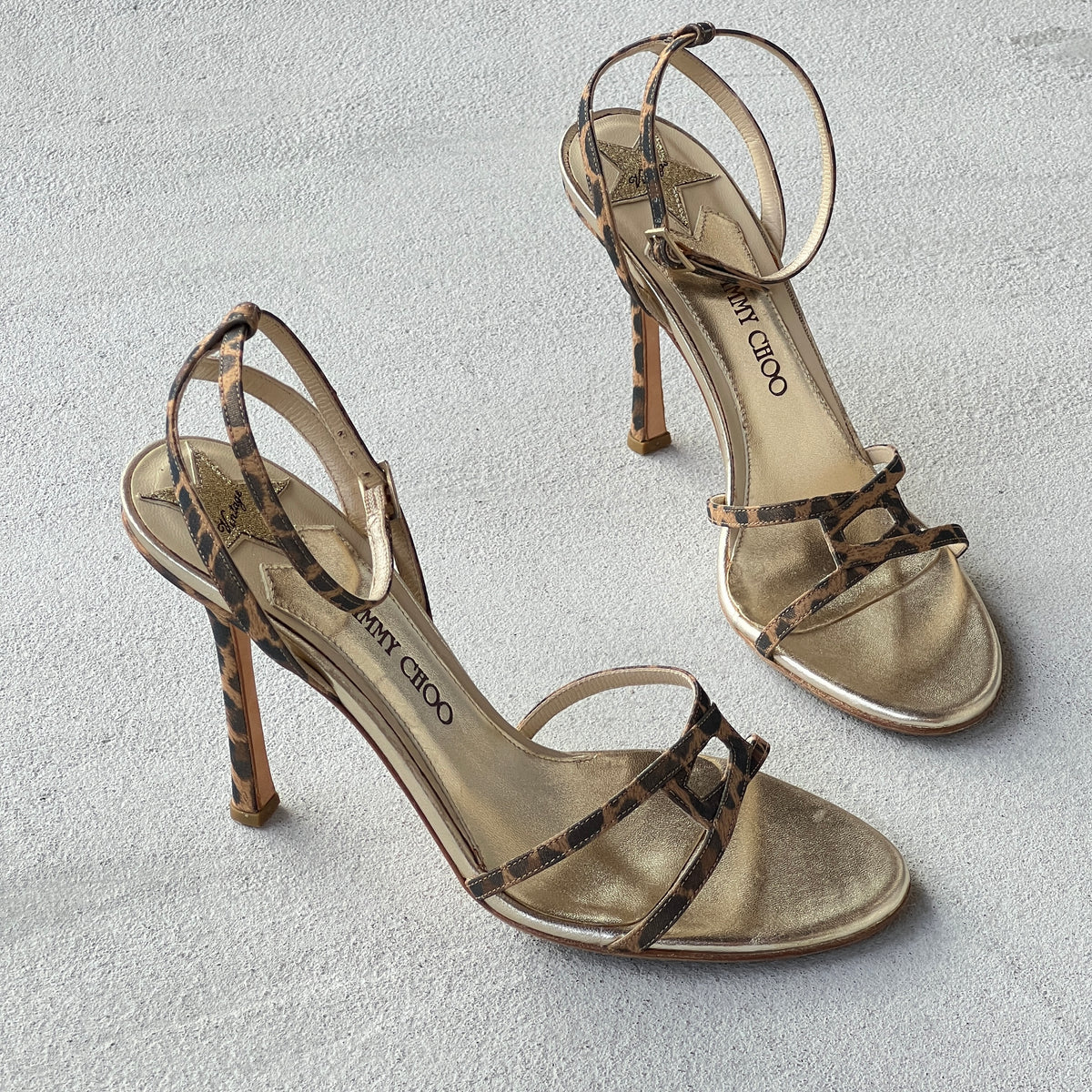 Jimmy Choo | 1998 "The Leo" Archive Capsule Collection Vintage Leopard Sandal Heels (37.5)
