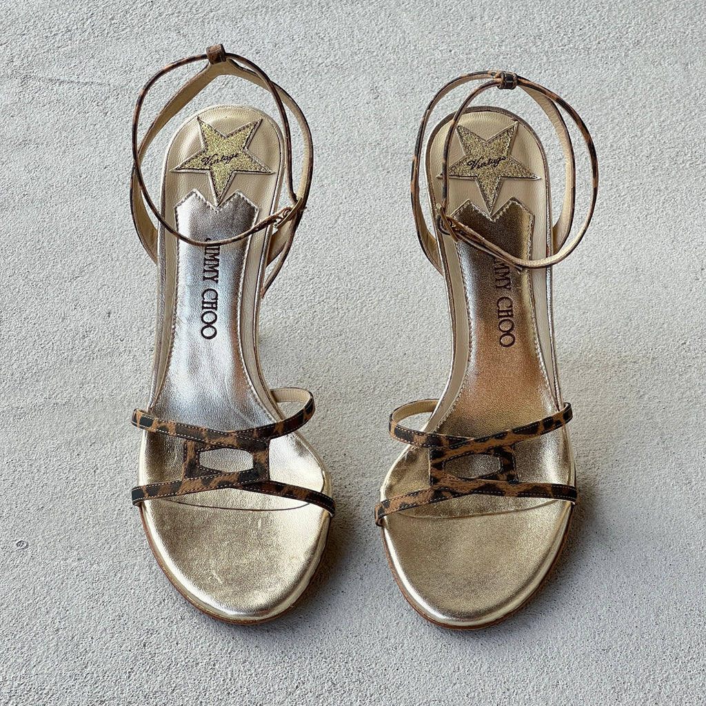 Jimmy Choo | 1998 "The Leo" Archive Capsule Collection Vintage Leopard Sandal Heels (37.5)