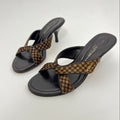 Louis Vuitton | Damier Calf Hair Knot Strap Mid Heel Sandal Mules (34.5)