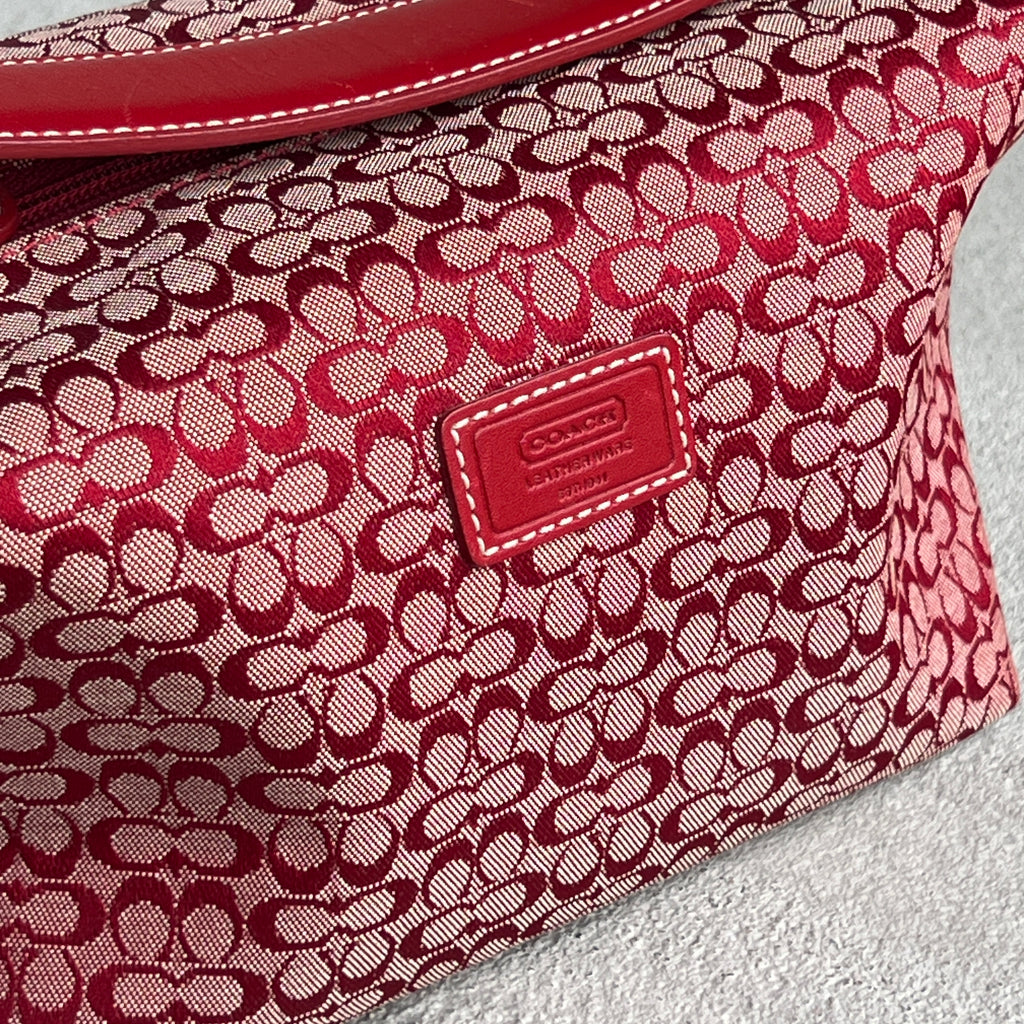 Coach | Vintage Y2K  Cherry Red CC Monogram Red Leather Signature Hand Bag