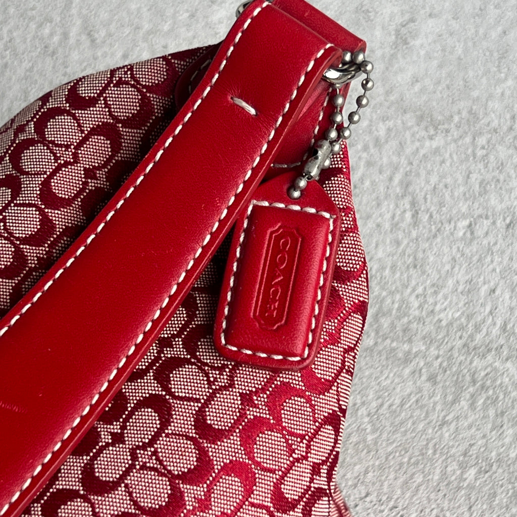 Coach | Vintage Y2K  Cherry Red CC Monogram Red Leather Signature Hand Bag