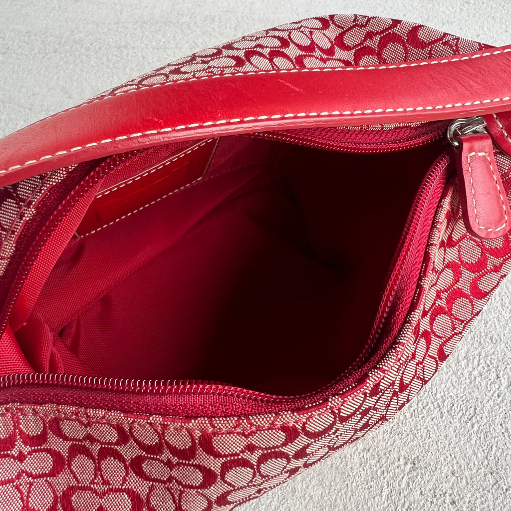 Coach | Vintage Y2K  Cherry Red CC Monogram Red Leather Signature Hand Bag