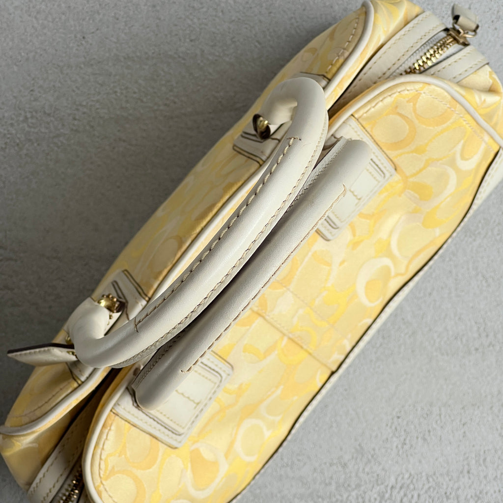 Coach | Vintage Y2K Butter Yellow CC Monogram White Leather Shoulder Bag