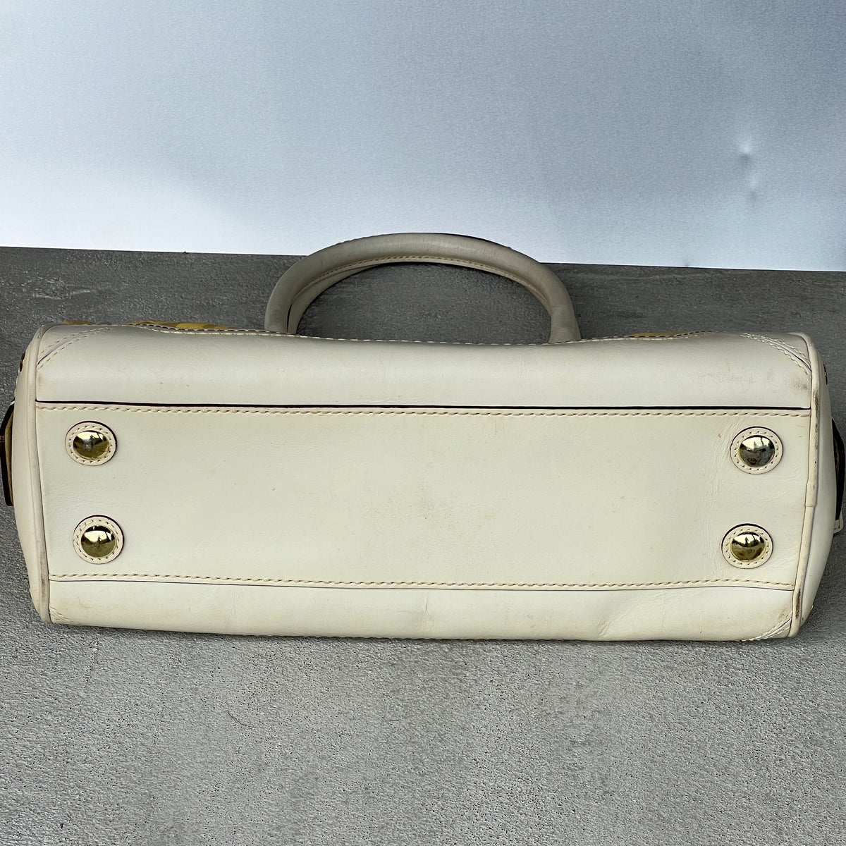 Coach | Vintage Y2K Butter Yellow CC Monogram White Leather Shoulder Bag