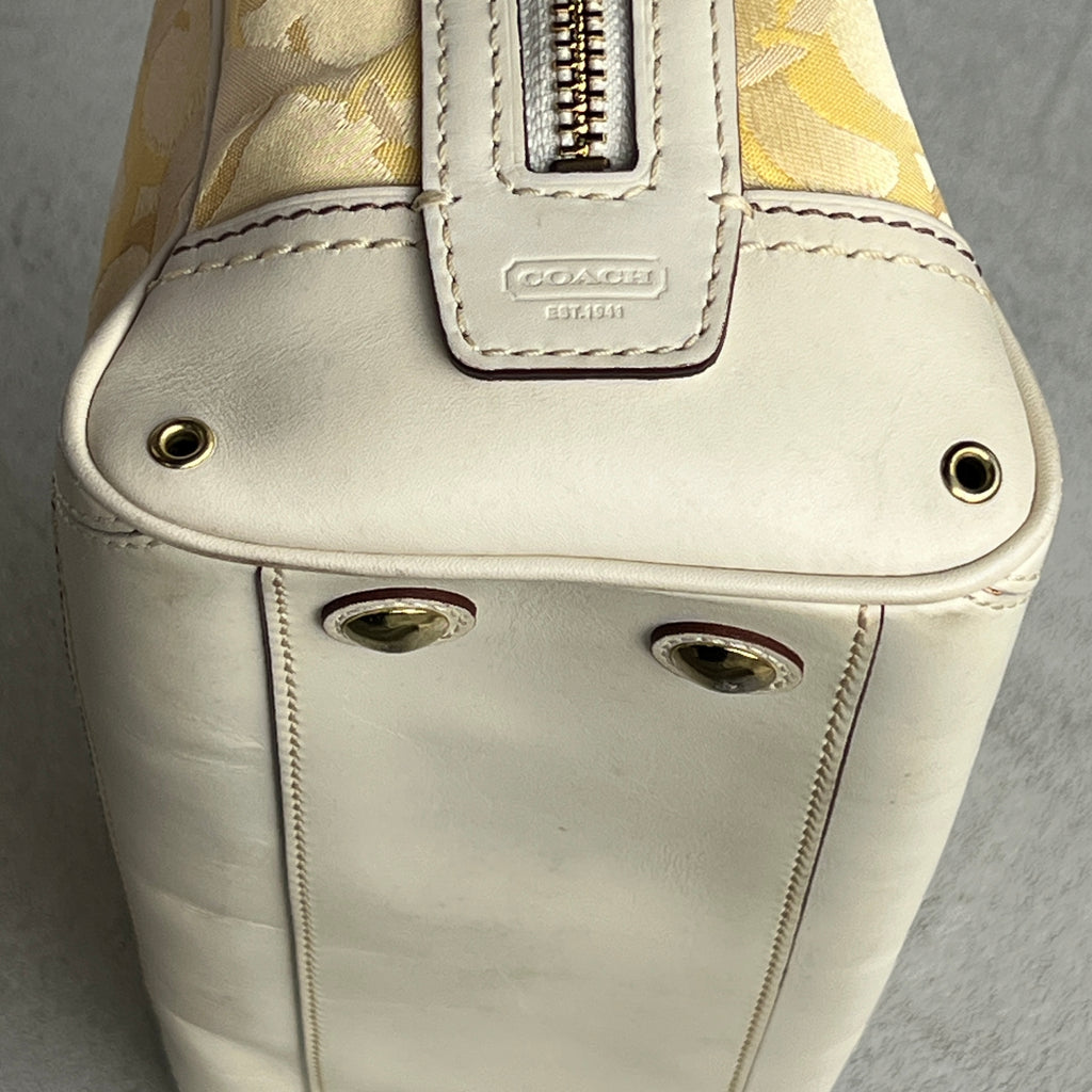 Coach | Vintage Y2K Butter Yellow CC Monogram White Leather Shoulder Bag