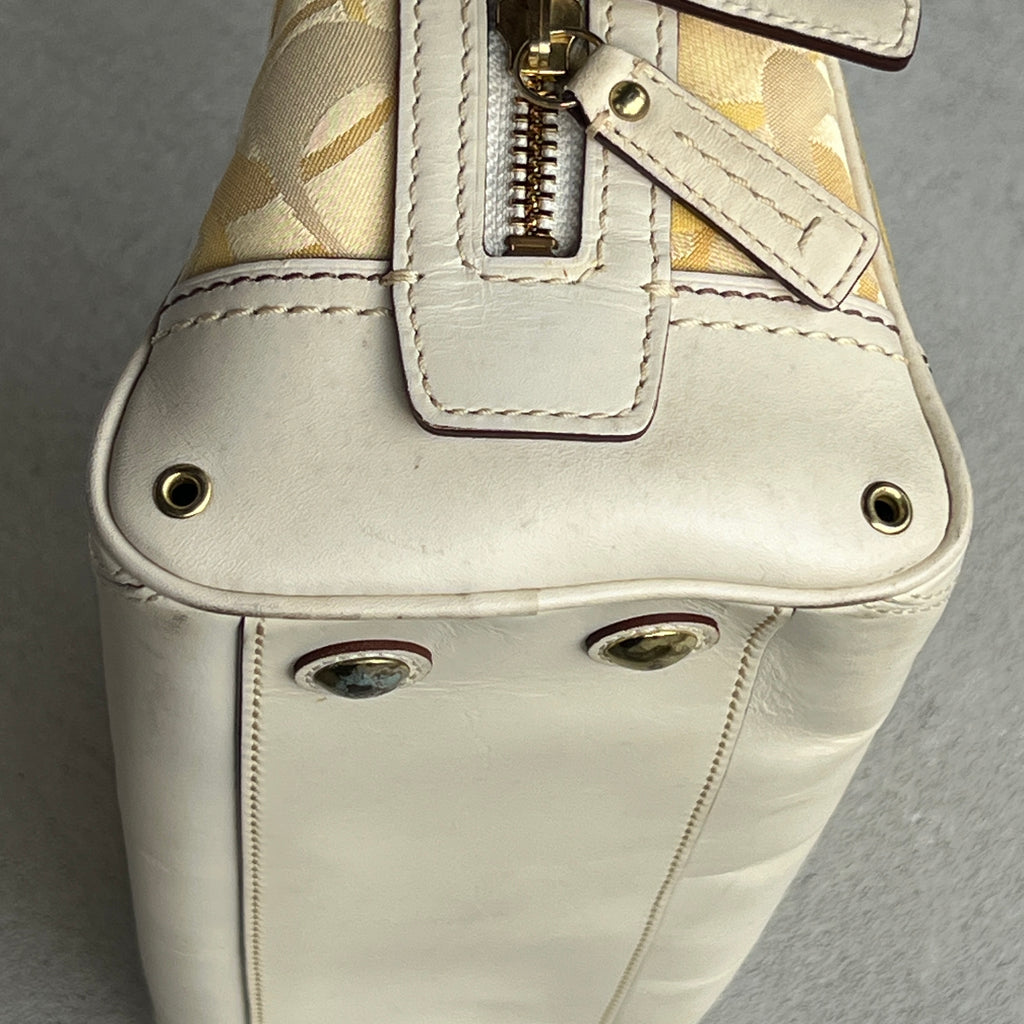 Coach | Vintage Y2K Butter Yellow CC Monogram White Leather Shoulder Bag
